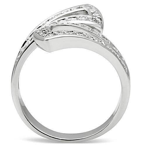 Alamode Rhodium Brass Ring with AAA Grade CZ in Clear - Alamode - Flyclothing LLC