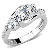 Alamode Rhodium Brass Ring with AAA Grade CZ in Clear - Alamode