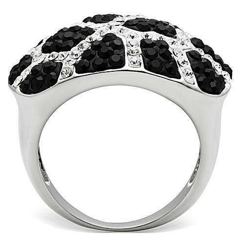 Alamode Rhodium + Ruthenium Brass Ring with Top Grade Crystal in Multi Color - Alamode - Flyclothing LLC