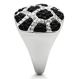 Alamode Rhodium + Ruthenium Brass Ring with Top Grade Crystal in Multi Color - Alamode - Flyclothing LLC