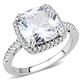 Alamode Rhodium Brass Ring with AAA Grade CZ in Clear - Alamode - Flyclothing LLC