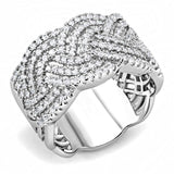 Alamode Rhodium Brass Ring with AAA Grade CZ in Clear - Alamode - Flyclothing LLC
