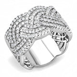 Alamode Rhodium Brass Ring with AAA Grade CZ in Clear - Alamode