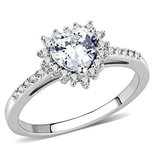 Alamode Rhodium Brass Ring with AAA Grade CZ in Clear - Alamode - Flyclothing LLC