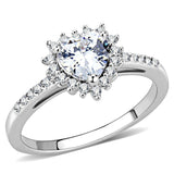 Alamode Rhodium Brass Ring with AAA Grade CZ in Clear - Alamode