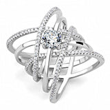 Alamode Rhodium Brass Ring with AAA Grade CZ in Clear - Alamode - Flyclothing LLC