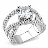 Alamode Rhodium Brass Ring with AAA Grade CZ in Clear - Alamode - Flyclothing LLC