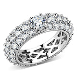 Alamode Rhodium Brass Ring with AAA Grade CZ in Clear - Alamode