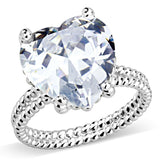 Alamode Rhodium Brass Ring with AAA Grade CZ in Clear - Alamode