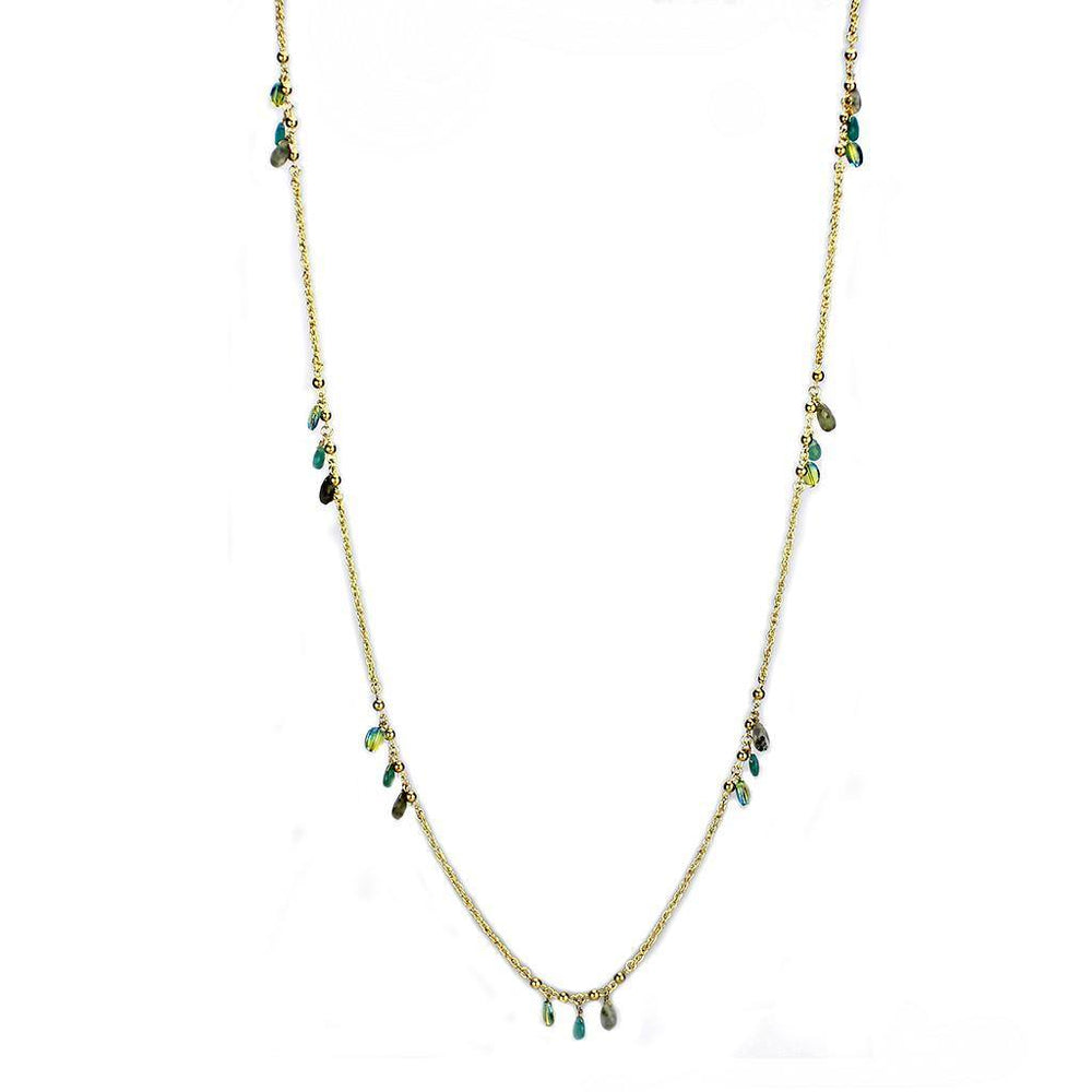 Alamode Gold Brass Necklace with Synthetic Jade in Emerald - Alamode