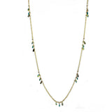Alamode Gold Brass Necklace with Synthetic Jade in Emerald - Alamode