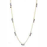 Alamode Gold Brass Necklace with Semi-Precious Amethyst Crystal in Amethyst - Alamode - Flyclothing LLC