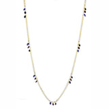 Alamode Gold Brass Necklace with Semi-Precious Amethyst Crystal in Amethyst - Alamode