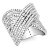Alamode Rhodium Brass Ring with AAA Grade CZ in Clear - Alamode - Flyclothing LLC