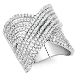 Alamode Rhodium Brass Ring with AAA Grade CZ in Clear - Alamode - Flyclothing LLC