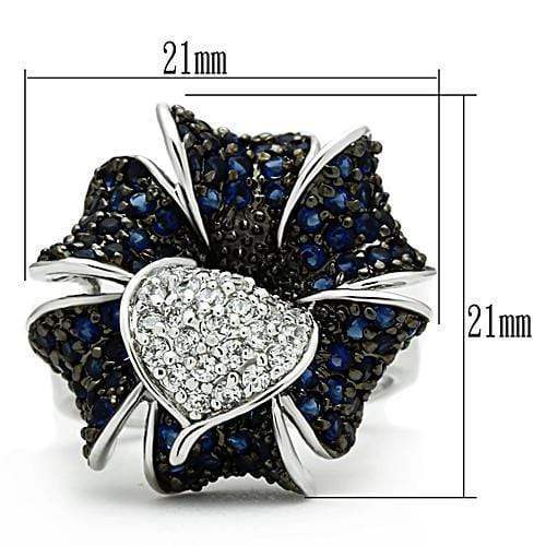 Alamode Rhodium + Ruthenium Brass Ring with AAA Grade CZ in Montana - Alamode - Flyclothing LLC