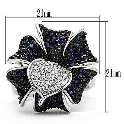Alamode Rhodium + Ruthenium Brass Ring with AAA Grade CZ in Montana - Alamode - Flyclothing LLC
