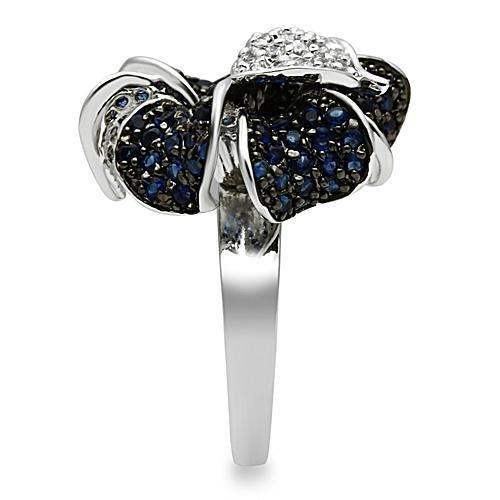 Alamode Rhodium + Ruthenium Brass Ring with AAA Grade CZ in Montana - Alamode - Flyclothing LLC