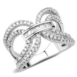 Alamode Rhodium Brass Ring with AAA Grade CZ in Clear - Alamode - Flyclothing LLC