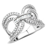 Alamode Rhodium Brass Ring with AAA Grade CZ in Clear - Alamode - Flyclothing LLC