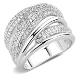 Alamode Rhodium Brass Ring with AAA Grade CZ in Clear - Alamode - Flyclothing LLC