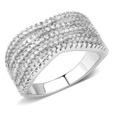 Alamode Rhodium Brass Ring with AAA Grade CZ in Clear - Alamode - Flyclothing LLC