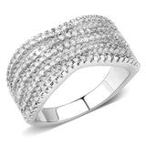 Alamode Rhodium Brass Ring with AAA Grade CZ in Clear - Alamode - Flyclothing LLC