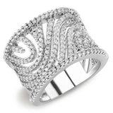 Alamode Rhodium Brass Ring with AAA Grade CZ in Clear - Alamode - Flyclothing LLC