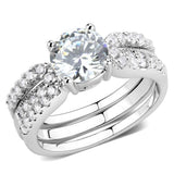 Alamode Rhodium Brass Ring with AAA Grade CZ in Clear - Alamode - Flyclothing LLC