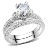 Alamode Rhodium Brass Ring with AAA Grade CZ in Clear - Alamode - Flyclothing LLC