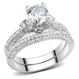 Alamode Rhodium Brass Ring with AAA Grade CZ in Clear - Alamode - Flyclothing LLC