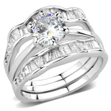 Alamode Rhodium Brass Ring with AAA Grade CZ in Clear - Alamode - Flyclothing LLC