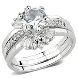 Alamode Rhodium Brass Ring with AAA Grade CZ in Clear - Alamode - Flyclothing LLC