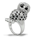 Alamode Rhodium Brass Ring with AAA Grade CZ in Jet - Alamode