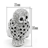 Alamode Rhodium Brass Ring with AAA Grade CZ in Jet - Alamode - Flyclothing LLC