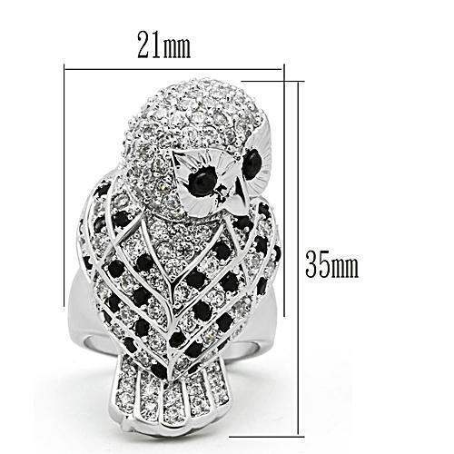 Alamode Rhodium Brass Ring with AAA Grade CZ in Jet - Alamode - Flyclothing LLC