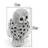 Alamode Rhodium Brass Ring with AAA Grade CZ in Jet - Alamode