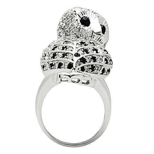 Alamode Rhodium Brass Ring with AAA Grade CZ in Jet - Alamode - Flyclothing LLC