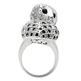 Alamode Rhodium Brass Ring with AAA Grade CZ in Jet - Alamode