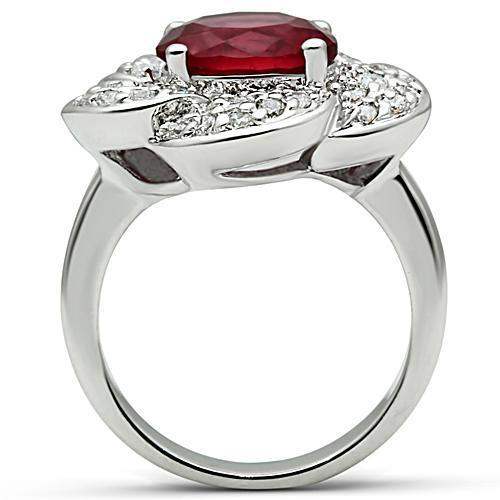Alamode Rhodium Brass Ring with Synthetic Synthetic Glass in Siam - Alamode - Flyclothing LLC