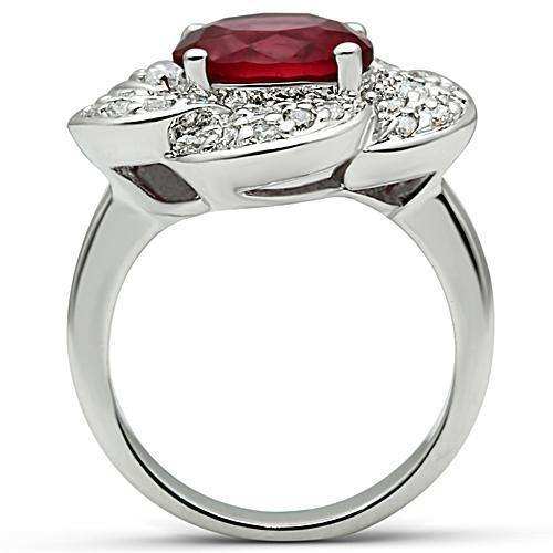 Alamode Rhodium Brass Ring with Synthetic Synthetic Glass in Siam - Alamode - Flyclothing LLC