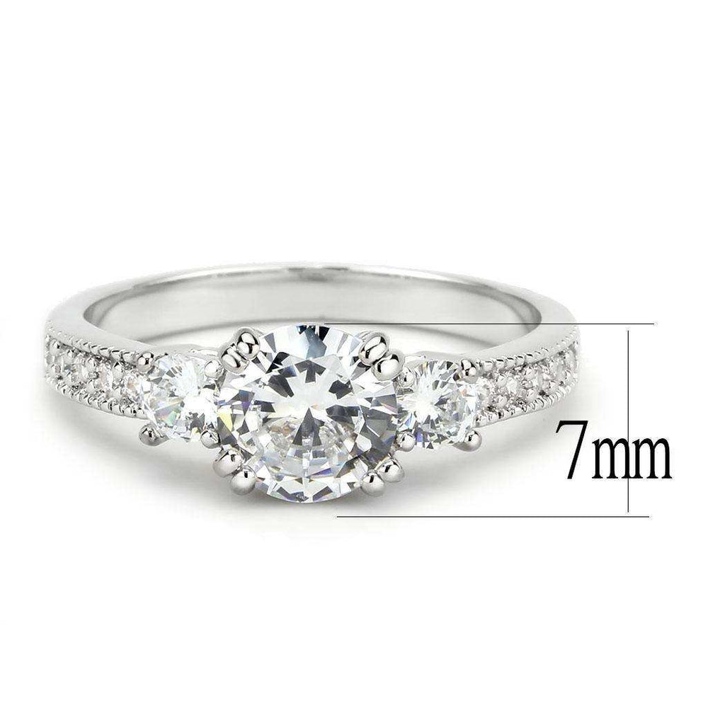 Alamode Rhodium Brass Ring with AAA Grade CZ in Clear - Alamode - Flyclothing LLC