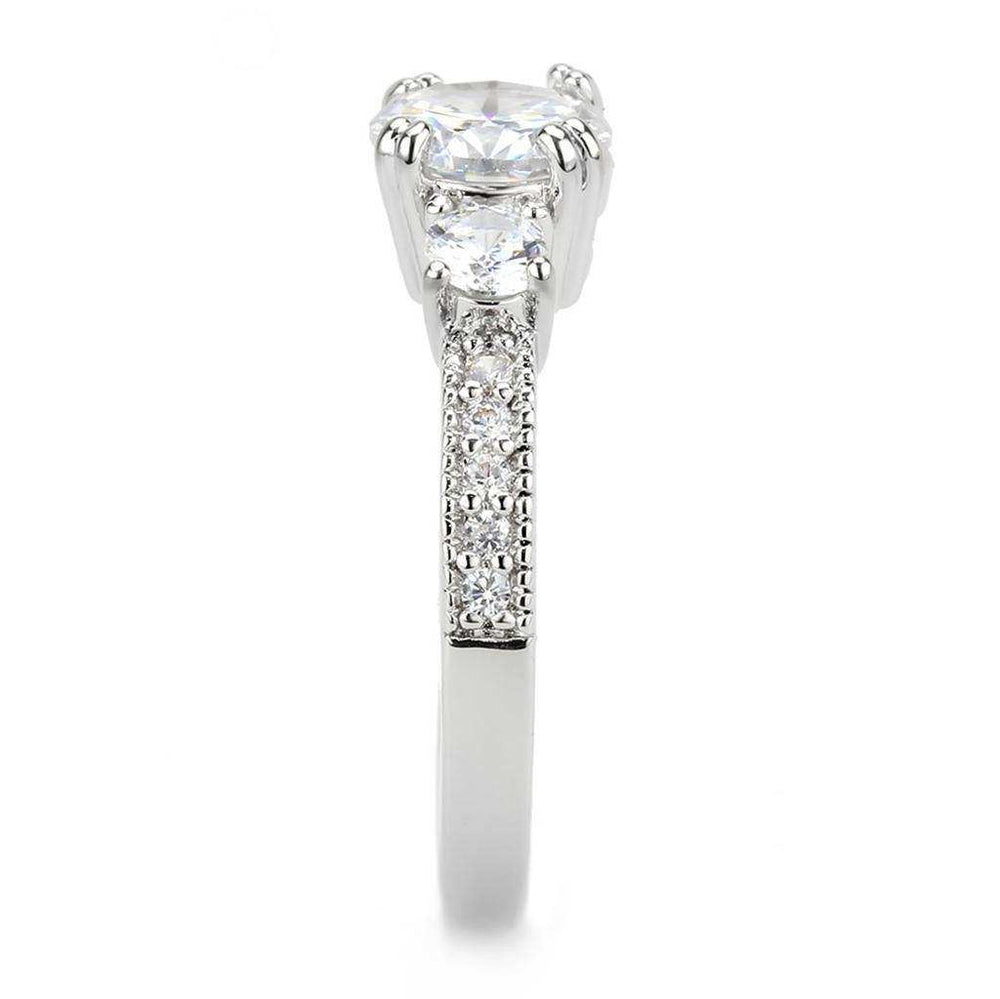 Alamode Rhodium Brass Ring with AAA Grade CZ in Clear - Alamode - Flyclothing LLC