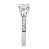 Alamode Rhodium Brass Ring with AAA Grade CZ in Clear - Alamode - Flyclothing LLC