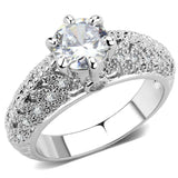 Alamode Rhodium Brass Ring with AAA Grade CZ in Clear - Alamode - Flyclothing LLC