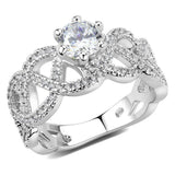 Alamode Rhodium Brass Ring with AAA Grade CZ in Clear - Alamode - Flyclothing LLC