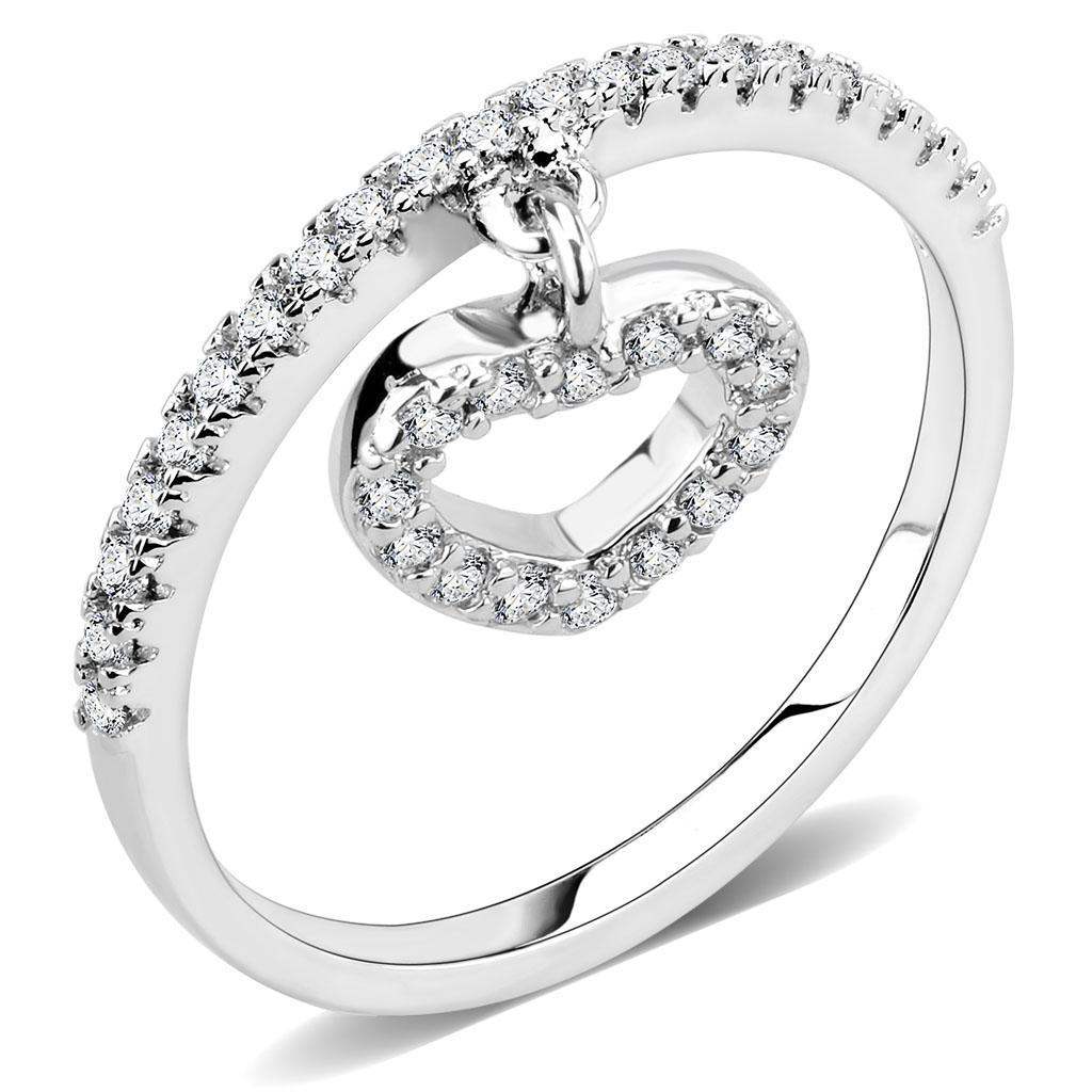 Alamode Rhodium Brass Ring with AAA Grade CZ in Clear - Alamode - Flyclothing LLC