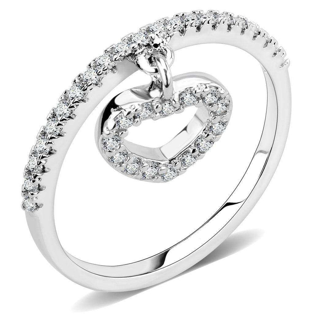 Alamode Rhodium Brass Ring with AAA Grade CZ in Clear - Alamode - Flyclothing LLC