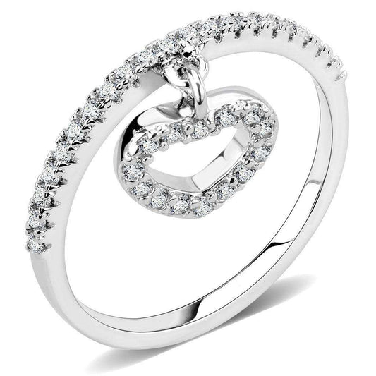 Alamode Rhodium Brass Ring with AAA Grade CZ in Clear - Alamode - Flyclothing LLC
