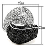 Alamode Rhodium + Ruthenium Brass Ring with AAA Grade CZ in Jet - Alamode - Flyclothing LLC